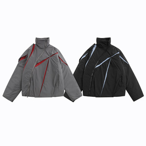 LAYENNE, ropa de calle con cremallera inclinada para hombre, chaqueta acolchada Irregular plisada <span class=keywords><strong>Optium</strong></span> para invierno, estilo Hip Pop cálido - Product Image 3