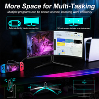 Monitor Gaming Lengkung 34 Inci 165Hz 1ms 3440x1440 1500R FreeSync 4000:1 Panel VA Layar Ultrawide dengan Dual HD