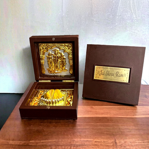 Gold Plated Ram Darbar Photo <b>Frame</b> With Charan Paduka Wedding Return Gift - Product Image 1