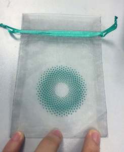 Sacs en organza rose pâle de haute qualité en gros, petits sacs à cordon pour bijoux, articles divers, avec ruban et logo - Product Image 2