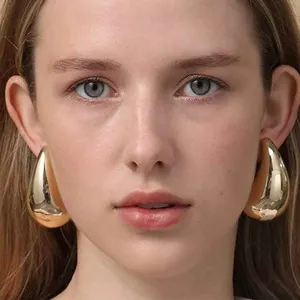 Kaimei Fashion Jewelry hot selling biggest size copper alloy high quality chunky teardrop earrings hollow big water drop earring