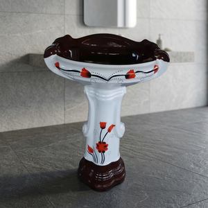 Grand lavabo rectangulaire en céramique de luxe sur piétement, lavabo de salle de bain design - Product Image 6