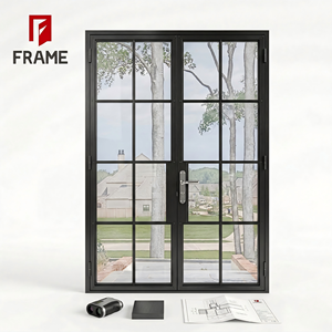 <span class=keywords><strong>Porte</strong></span> française à double battant en aluminium avec vitrage pour chambre à coucher, projets architecturaux extérieurs <span class=keywords><strong>et</strong></span> entrées latérales – Fabricant professionnel - Product Image 1