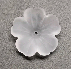 Pierre précieuse en quartz blanc givré en forme de fleur, taille T-2F 16mm/18mm, pour la création de bijoux - Product Image 2