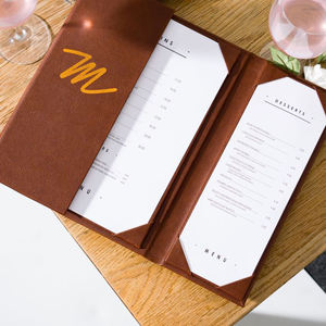 Porta Menús Personalizado con Logotipo, 3 Vistas, Cubiertas de Menú Plegables, Estilo de Libro de Menú en Cuero para Restaurantes, Cafés y Bares - Product Image 1