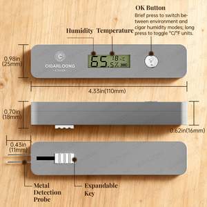 Medidor de Umidade para Charutos Profissional com Medição em Modo Duplo, Sondas de Detecção de Metal, Ferramenta de Leitura Precisa, Acessório Essencial para Charutos - Product Image 5