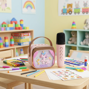 Altavoz de <span class=keywords><strong>Karaoke</strong></span> para Niños con Estilo Personalizable, Micrófonos Inalámbricos, Luz RGB, Máquina de Cantar Portátil para Niños - Product Image 1