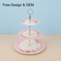 Europese stijl drielaagse taartplateau porseleinen fruit- en snackbord afternoon tea dessertbord bruiloft exquisiete gebakbord