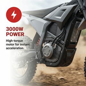 Vélo électrique tout-terrain robuste avec frein hydraulique sans balais 3000W, pneus larges 14x12 pouces, 60V 20Ah, trois vitesses, étanche - Product Image 3