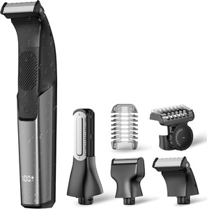 Recortadora de Vello Corporal, Afeitadora Eléctrica para Hombre, Resistente al Agua IPX6, Kit de Afeitado en Seco/Húmedo, Cuchillas de Cerámica, 61-90 Minutos de Autonomía, para Pecho y Zona Púbica - Product Image 1