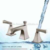 Robinet de lavabo de salle de bain à double poignée, finition or poli, à économie d'eau, garantie 5 ans, avec cartouche céramique, entreaxe 8 pouces