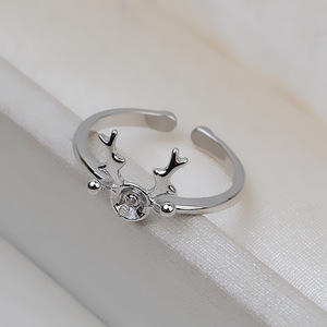 Handmade S925 <b>Silver</b> Deer Antlers Elk Simple Princess Ring DIY Jewelry Accessories with 5-6 Pearl Empty Set and <b>Bead</b> Caps 2731 - Product Image 1