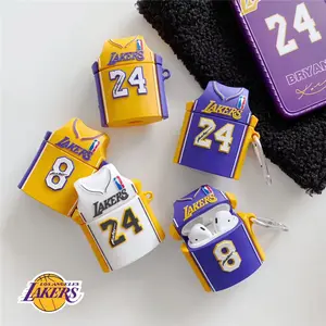 Offre Spéciale 3D Kobe Bryant Jersey Design étui pour écouteurs avec porte-clés pour Airpods Pro Lakers No.24 No.8 couverture souple pour Airpods 1/2