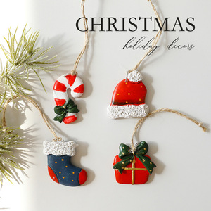 Handmade Resin Christmas Tree Decorations Set Adorable Stocking Present <b>Box</b> Tree Shapes Waterproof Hanging Ornaments for Holiday - Product Image 3