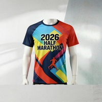 T-shirts de course personnalisés pour marathon, impression par sublimation, logo personnalisé, polyester, anti-transpiration, maillot de course unisexe 180g