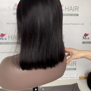 วิกผมบ็อบความหนาแน่น180% แบบบางสำหรับผมบราซิลเลียนผมลอนเล็กนอตไร้กาว - Product Image 4