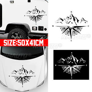 Autocollant de voiture boussole de montagne 50x41cm, style sport et aventure, décoration de carrosserie et de vitres, accessoires automobiles - Product Image 1