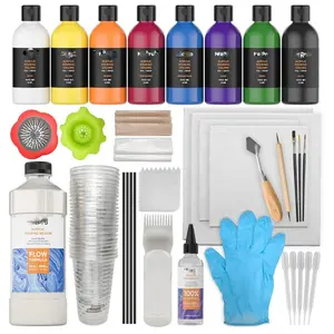 Customized High Quality Acrylic Pouring Paint Set Flow Paint Pouring Art Supplies Pouring Medium Starter Kit with Pour Oil