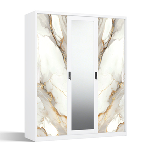 Armario de Acero Impreso con Puertas Corredizas y Espejo de 1500 mm para Muebles de Dormitorio - Product Image 1