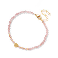Bestone Bracelet de perles à facettes en plaqué or 18 carats 3mm grenat améthyste pour femmes Bracelets de perles à la mode avec carte incluse
