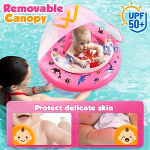 Flotador de Piscina para Bebés con Diseño Oceánico Rosa, con Toldo Solar Extraíble UPF50+ y Asiento de Seguridad Ajustable - Product Image 2