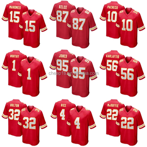 Vente en gros de maillots de football américain cousus pour hommes, Kansas City Chief, rouge # 15 <span class=keywords><strong>Patrick</strong></span> Mahomes # Uniforme de football 87 Travis Kelce - Product Image 1