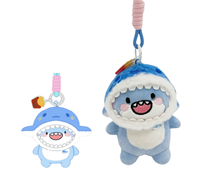 Vente en gros de porte-clés en peluche FatShark de 12 cm, mignons, de haute qualité japonaise, personnalisés, en coton, pour sacs d'école, jouets en forme d'animaux en peluche