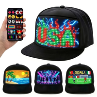 Gorra LED con Luz de Color RGB, Pantalla LED Multilingüe, Gorra de Béisbol con Mensaje Desplazable, Panel de Visualización Luminoso, Gorra LED Intermitente