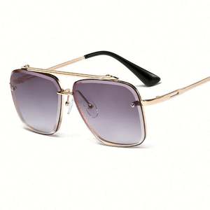 Lunettes de soleil personnalisées de haute qualité pour hommes et femmes, lunettes de conduite avec monture métallique dégradée, protection UV400, lunettes de soleil polygonales pour hommes - Product Image 3