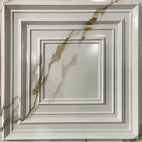 Panel Dinding PVC 3D Motif Marmer Modern, Geometris, Tahan Air, Anti Statis, Anti Lembab untuk Dekorasi Rumah dan Komersial