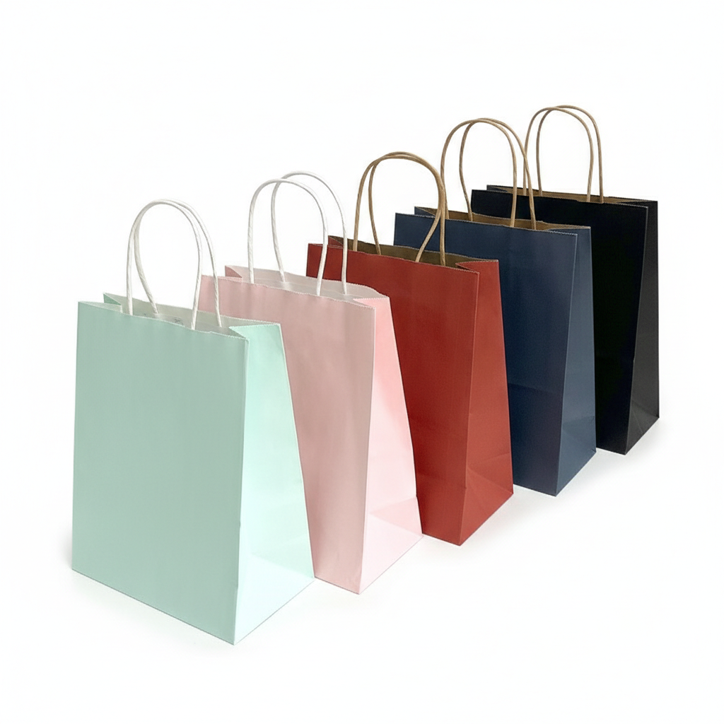 LH Low MOQ Wholesale Eco-Friendly Biodegradable Custom Logo Shopping Kraft Paper Bags For Small Business