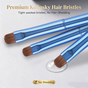 Ensemble de 5 pinceaux à ongles en acrylique Kolinsky électroplaqués bleus, marque privée, plusieurs tailles, outils de manucure - Product Image 3