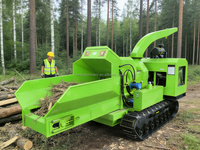 Broyeur de branches d'arbres mobile à alimentation hydraulique, moteur diesel, machine à broyer le bois, broyeur de bois frais et sec