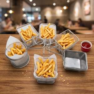 WELAND Mini S/S 304 Food Grade Franse serveermand van roestvrij staal voor chips en frites - Product Image 1