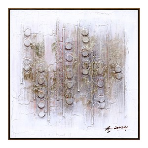 Peinture murale abstraite à rayures en bois, peinte à la main, techniques mixtes, pour salon - Product Image 2