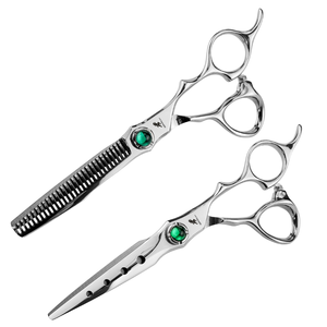 Tijeras Profesionales de Peluquería para Salón de Belleza, de Acero Inoxidable 440C Esmeralda, Rectas para Corte y de Entresacar con Dientes Escalonados - Product Image 2