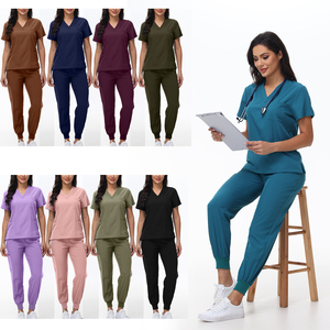 Filipina Médica Elástica de Color Oscuro a la Moda, Blusa Médica Personalizada con Logo, Uniforme Clínico Dental - Product Image 1