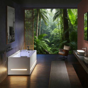 Baignoire intelligente autoportante blanche mate avec jets à bulles d'eau et robinet <span class=keywords><strong>Jacuzzi</strong></span> Intérieur 2 places - Product Image 1