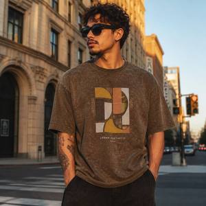 T-shirt Personalizzata con Logo, 100% Cotone 240gsm, Pesante, da <span class=keywords><strong>Uomo</strong></span>, Stile Streetwear Vintage, Lavaggio Acido, Oversize, Maglietta Bianca, Produttore - Product Image 5