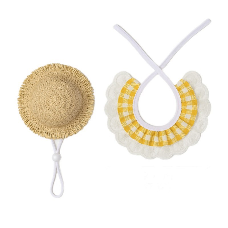 Serviette de salive style pastoral Chapeau de paille