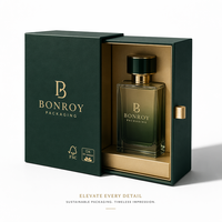 Boîtes cadeaux de parfum en carton de luxe pliables avec logo personnalisé imprimé en couleur noire, emballage en boîte à tiroir