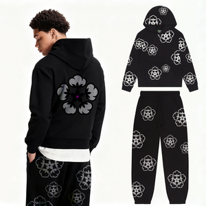 Conjunto de Sudadera con Capucha Extra Grande de Algodón Grueso Unisex y Pantalones Jogger, Ropa Deportiva Informal de Estilo Americano para Otoño e Invierno - Product Image 1