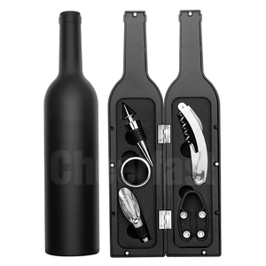 Wholesale Bar Accessories Stainless Steel 5 Piece Red Wine Opener Tools Kit Wine Bottle Shaped Accessory Gift Box Set