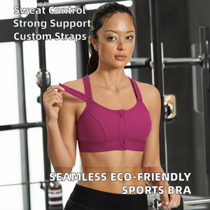 Sujetador deportivo con diseño sin costuras, soporte frontal alto, cuello en V, espalda cruzada, ecológico, elástico en cuatro direcciones y transpirable. - Product Image 2