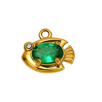 D994 Nouveauté Breloques en Acier Inoxydable Cristal Zircon Coloré Motif Poisson Animal Marin pour Colliers, Bracelets et Pendentifs