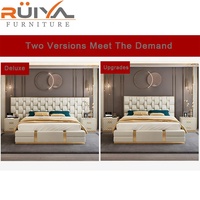 Tête de lit en cuir véritable, grande taille, style moderne, italien, cadre de lit, queen size