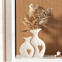 Ensemble de vases en résine synthétique de style européen, double cœur, nouveau, inspiré d'Instagram, blanc, minimaliste, haut de gamme, fabriqué en Chine, décoration d'intérieur