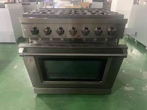 36 pouces 5,5 cu. Cuisinière à gaz 6 brûleurs avec four et grill en acier inoxydable et boutons et poignées en alliage de zinc - Product Image 3