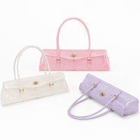 Sac à bandoulière élégant en PVC couleur macaron avec fermeture à rabat pour le quotidien, les courses, les trajets, le bureau, les fêtes et les événements du soir (vente en gros)