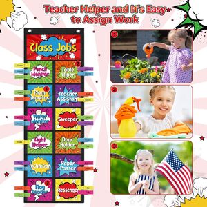 Tableau de postes de classe avec cartes, pinces et crochets pour les aides en classe, les assistants d'enseignants et les rôles des élèves - Product Image 6